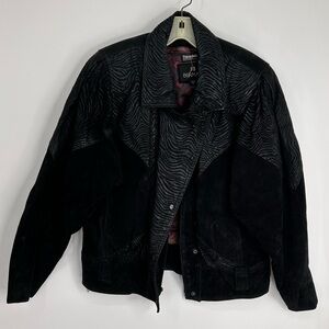 VINTAGE Bermans Black Leather Suede Oversized Jacket Removable Thinsulate Liner